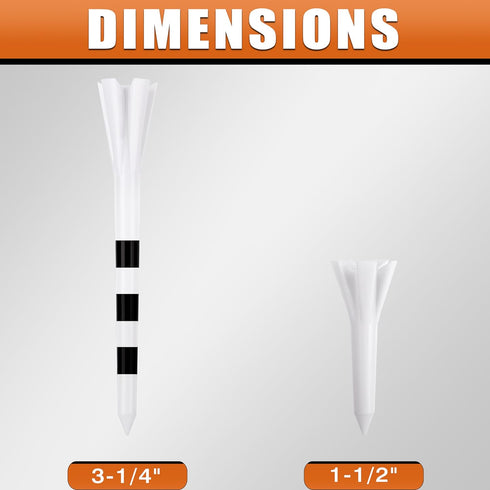 Professional Plastic Golf Tees 120 Pack, 100 Driver Tees & 20 Iron Tees, Reduces Friction & Side Spin
