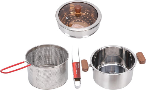 304 MAVIS LAVEN Multi Purpose Pot, Stainless Steel Deep Cookware with Glass Lid and Frying Basket, for Soup Stock Pasta