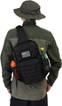 Pack Backpack Rover Sling Tactical Shoulder Sling Bag with Bottle Holder Crossbody Chest Bag, Black with Grey Patch