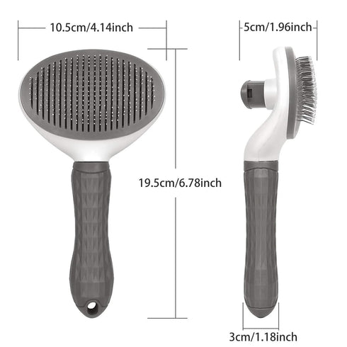 Dog & Cat Brush, Dog Brush for Shedding, Cat & Dog Grooming, Self Cleaning Slicker Brush for Pets, Grooming Brushes for Long Short Haired Dogs Cats, Deshedding Brush, Rake, Comb (Grey)