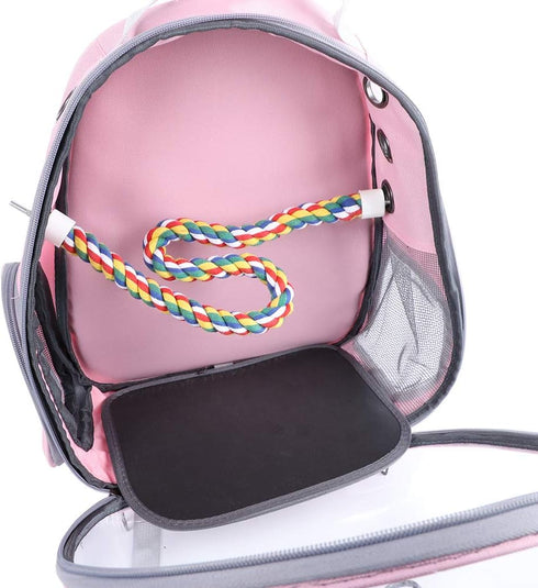 Pink Bird Backpack Carrier - Airline-Approved Pet Bubble Carrier for Birds, Ventilate Transparent Space Capsule