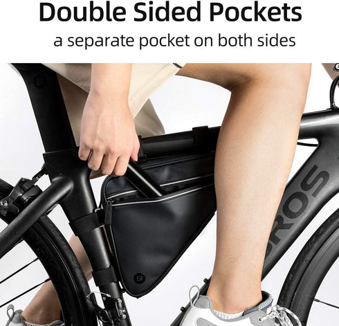 ROCKBROS Bike Triangle Frame Bag, 1.5L with Two Side Pockets