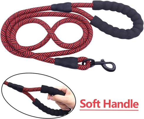 MayPaw Heavy Duty Rope Dog Leash, 3/4/5/6/7/8/10/12/15 FT Nylon Pet Leash, Soft Padded Handle, Thick Lead for Large
