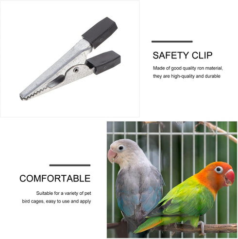 TEHAUX Parakeet Food Cage Metal Hook Clip - Bird Cage Locks, Anti-escape Clips, 20pcs Accessories
