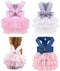 Dog Dresses, Fashion Pet Dog Clothes - Striped Mesh Puppy Dog Princess Dresses (Pink/Blue/Denim, 3 Pack), Small