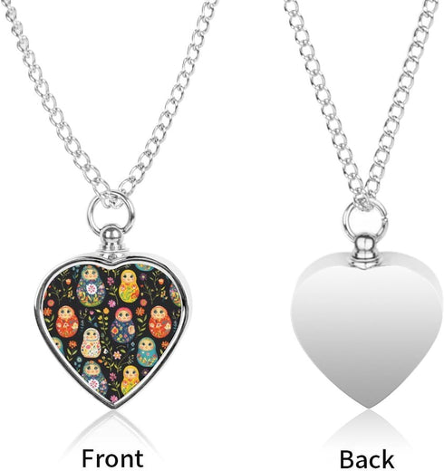 Generic Russian Nesting Dolls Flowers Pet Supplies Dog Ashes Urn Necklace Heart Shape Pendant Cremation Memorial