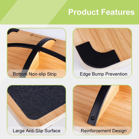 StrongTek Professional Wooden Balance Board - Rocker Board for Under Desk, Core Strength and Stability