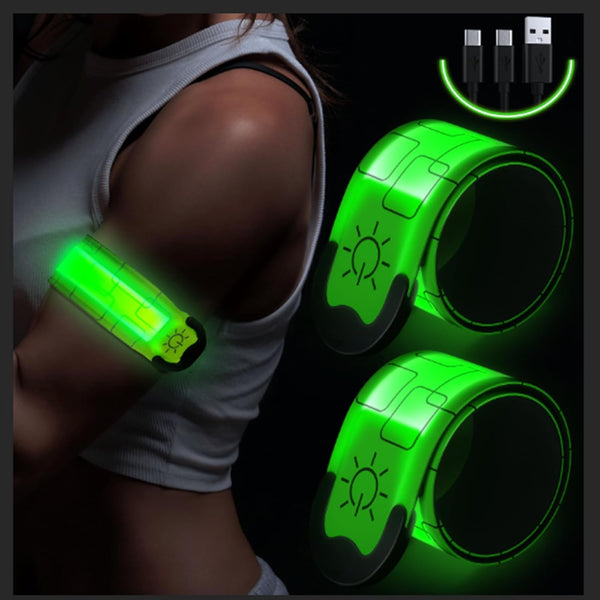 Simket LED Armband Rechargeable for Running - High Visibility Reflective Light Up Bands for Night Walking