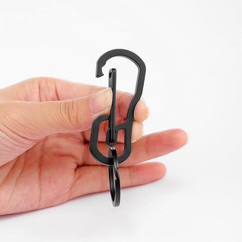 Retractable Carabiner Clip Ring Set, Titanium Keychain Quick Release Hooks for Men and Women