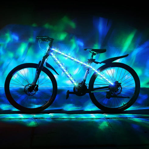 Bike Lights LED Bicycle Frame Light for Night Riding,Waterproof Strip Light Battery Powered with RGB Color, Bright