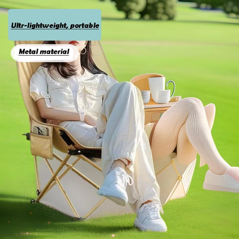 264 lbs Portable Camping Chair, High Back, Lightweight Collapsible, Moon Chair Design, Capacity (Green)