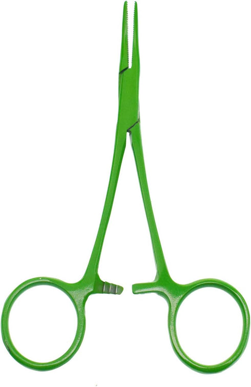 Pet Colourful Stainless Steel Hemostat Forcep Kit, Pet Ear Hair Pull Forcep, Bend Head and Straight Head (Green)