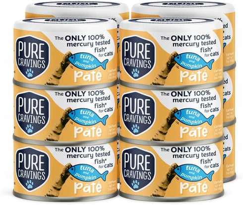 Canned Wet Cat Food Tuna and Pumpkin Pate, 100% Mercury-Tested, Grain-Free Protein, Non-GMO, 12 Pack