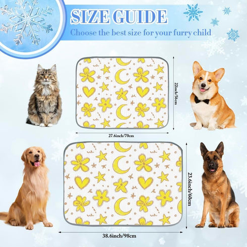 imiBBWQu Summer Summer 27" 22" Cooling Pad Yellow Floral Moon Cooling Mat for Rabbits Washable Pet Pad Dog Mat Bed