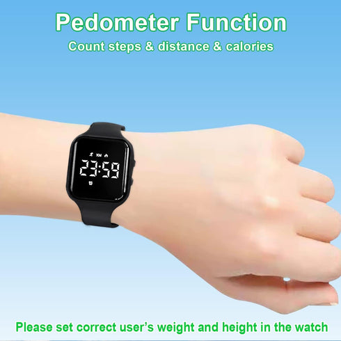 Kids Fitness Pedometer Watch, Rechargeable Fitness Tracker for Boys & Girls with LED Sports Watch Features