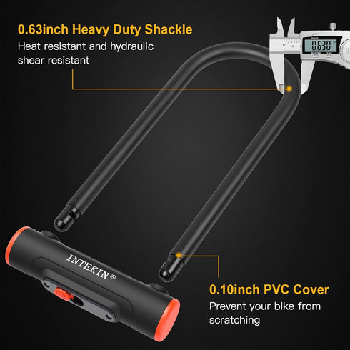 Heavy Duty Bike U Lock 16mm with 3 Keys for Road and Mountain Bikes
