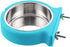 Crate Dog Bowl, Removable Stainless Steel Water Food Feeder Bowls for Cat, Puppy, Bird Pets (Small, Blue)