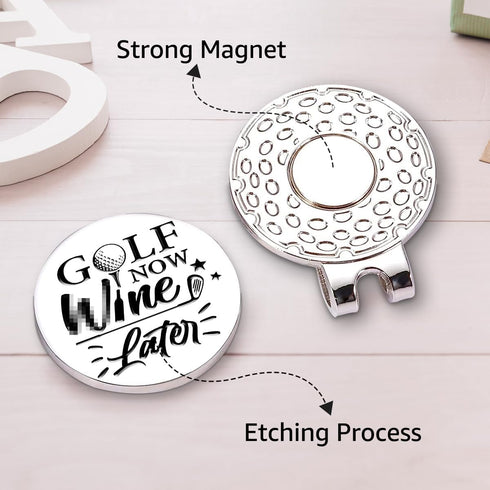 Hafhue Golf Now Win Later Ball Marker with Magnetic Hat Clip, Funny Golf Accessories