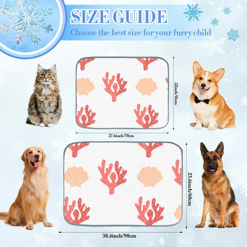 imiBBWQu Summer 27" 22" Cooling Dog Bed Seaweed Red White Dog Outdoor Mat Washable Ice Pad Bed Mat Thin Non-Slip