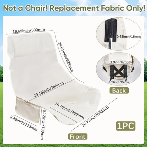 36x33 inch GORGECRAFT Camping Chair Replacement Fabric Oxford Cloth High Back Camping Chair Cover Floral White