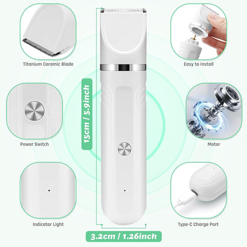 4 in 1 Dog Grooming Kit, Cordless Clippers for Grooming, Low Noise Paw Trimmer, Rechargeable Pet Hair Shaver