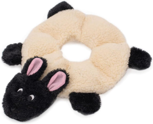 ZippyPaws Loopy No Stuffing Squeaky Plush Dog Toy for Small and Medium Dogs - Sheep