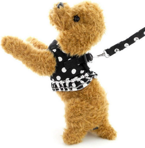 SELMAI Puppy Small Dog/Cat Polka Dots Vest Harness Leash Set, Mesh Padded No Pull Lead, Breathable Lightweight Easy
