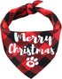 Festival Christmas Dog Bandana, Adjustable Soft Pet Triangle Scarf with Plaid Patterns for Small Medium-Large Dogs