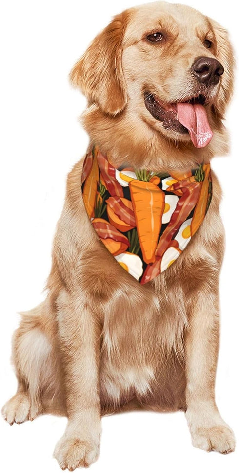Generic Carrot Egg& Bacon Medley Pet Triangle Bandana for Dogs Cats, Polyester Pet Scarf Fashion Pet Decoration