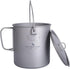 Outdoor Titanium Pot with Lid, 750ml - 2900ml, Folding Bail Handle, Camping Hiking Picnic Set