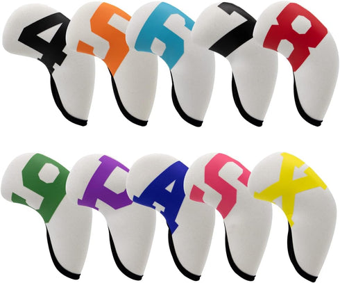 Golf Iron Covers - Colorful Neoprene Head Covers Set for 4/10pcs Golf Iron