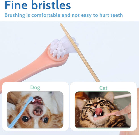 salbsever 2 Pack Dog and Cat Toothbrush Kit - Mini Head Soft Brush for Deep Clean - Suitable for Puppy, Kitten, Small