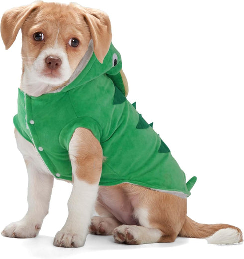 Chameleon Dog Costume for Halloween - Winter Fleece Pet Coat for Small to Large Dogs, Green