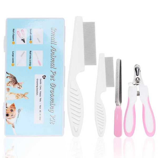 HAEZU Guinea Pig Brush Kit Hamster Cleaning Grooming Comb with Nail Clipper Trimmer,
