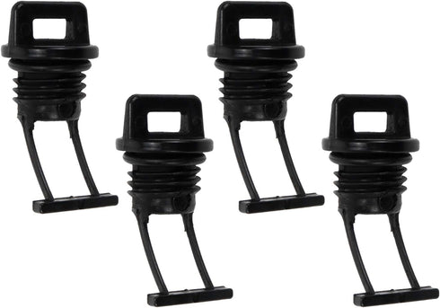 Quluxe 4 Pcs Black Plastic Hull Drain Plug Kit, Replacement Accessories for Kayak Canoe Boat Drain Holes