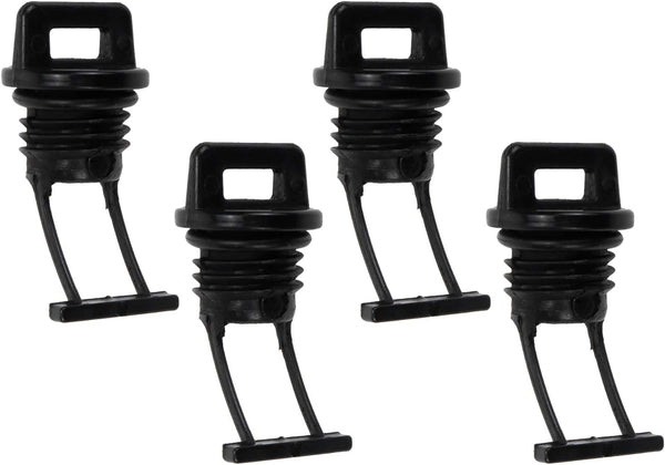 Quluxe 4 Pcs Black Plastic Hull Drain Plug Kit, Replacement Accessories for Kayak Canoe Boat Drain Holes