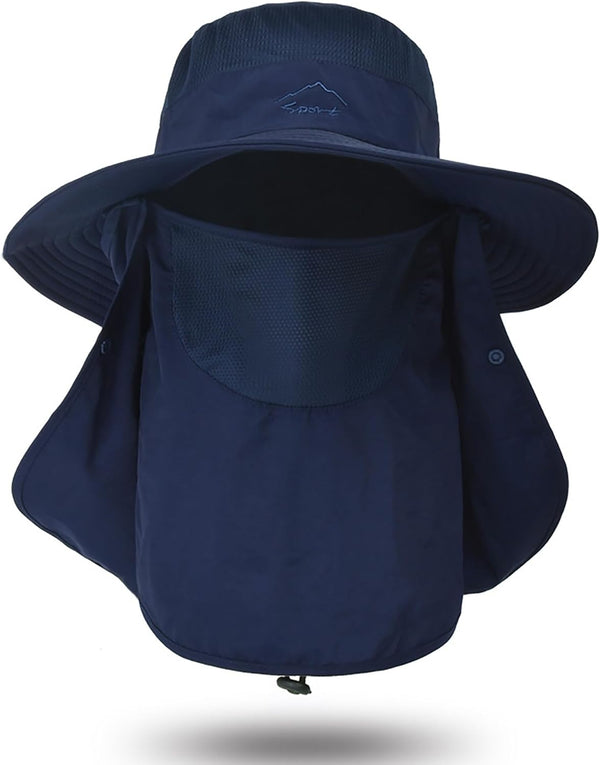 Sun Hat for Men and Women, Summer UV Protection Wide Brim Fishing Hat with Face Cover & Neck for Hiking