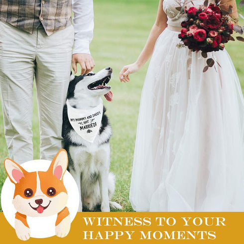 PUPTECK Wedding Dog Bandana - Engagement Gift Triangle Bibs Scarf Pet Accessories for Small Medium Large Dogs