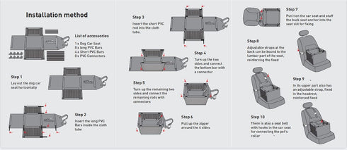 SWIHELP Dog Car Seat, Portable Pet Booster Car Seat with Clip-On Safety Leash, Anti-Collapse for Small Pets