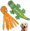 Dog Squeaky Toy Set - 2-Pack Octopus and Crocodile Design, Durable Plush Toys for Large Dogs