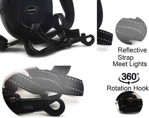 Heavy Duty Retractable Dog Leash, 26ft for Small Medium Large Dogs, Up to 110lbs, Black