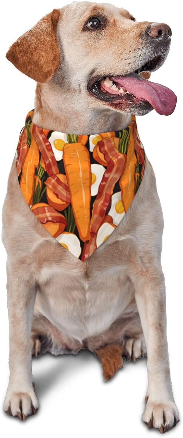 Generic Carrot Egg& Bacon Medley Pet Triangle Bandana for Dogs Cats, Polyester Pet