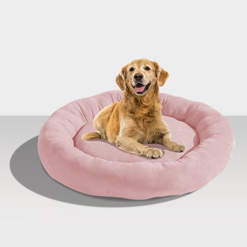 KASENTEX Dog Bed, Round Dog Beds for Medium/Large Dogs, Anti Slip and Machine Washable, Pink 27x27 Inches