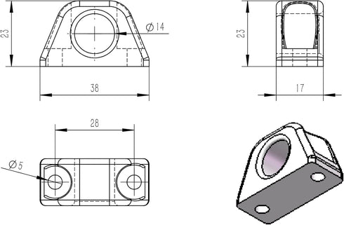 Blue Shark 153- Sailboat 14mm (4- Pack) Aluminum Deck Fairlead - line