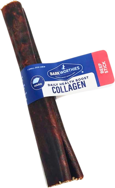 Barkworthies 6" Beef Collagen Sticks for Dogs - Healthy Long Lasting Bully Stick Alternative - High Protein Low Fat Dog Treats - 1 pack