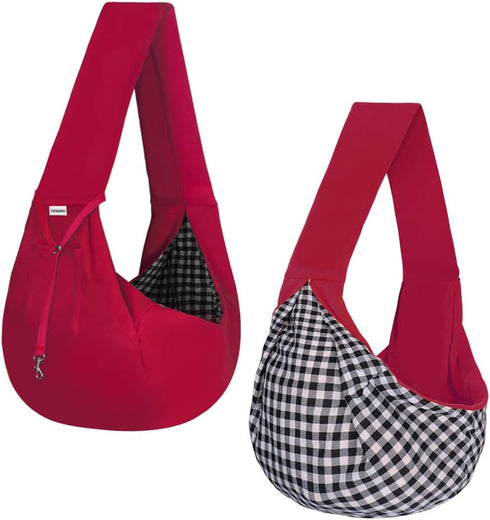 FDJASGY Small Pet Sling Carrier - Hands Free Reversible Pet Papoose Bag with Safety Belt for Outdoor