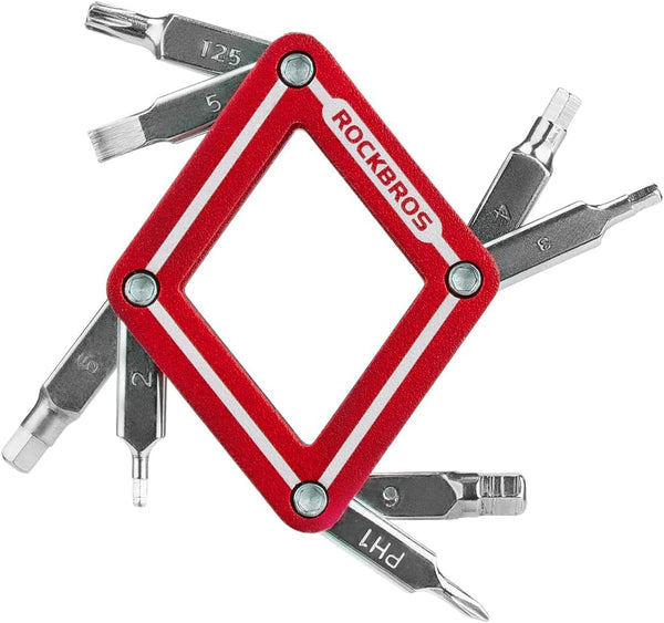 ROCKBROS 8 in 1 Bike Repair Tool Kit, Bicycle Multi-tool with Chain Tool and Hex Key Wrench for Bikes