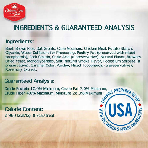16oz Chicken Soup for The Soul All Natural Premium Savory Snacks Soft & Chewy Dog Treats, Real Beef First Ingredient