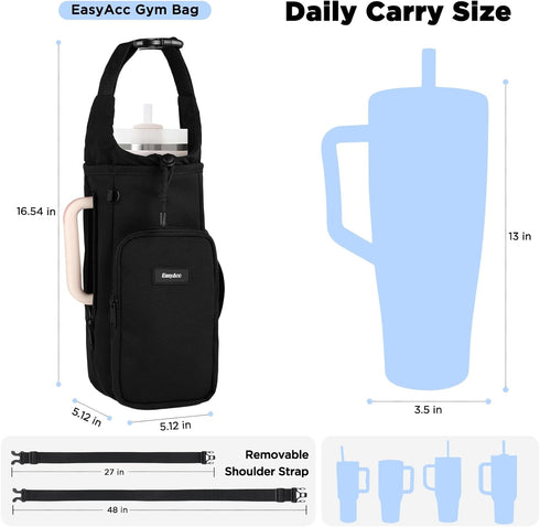 5X 5 EasyAcc Magnetic Gym Bag, Upgraded Super Strong Magnetic Gym Water Bottle Bag Holder Carrier, Built-in Magnets