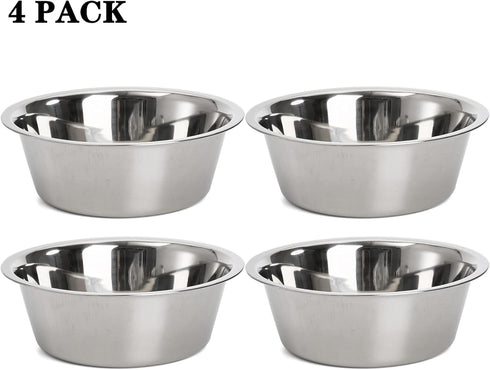DEAYOU 4-Pack Stainless Steel Dog Bowl, Metal Food and Water Dish for Large Medium Small Dogs, Elevated Stand, Kitten,